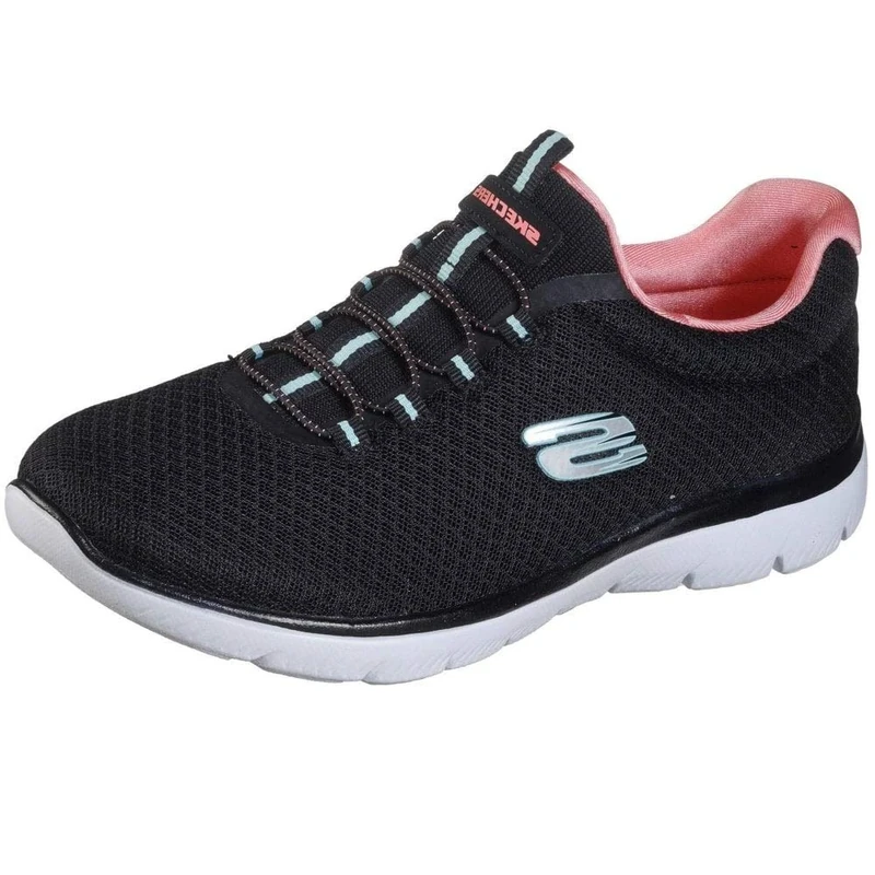 Skechers Womens Summits Top Player Sneaker, Black Pink, 4.5 UK