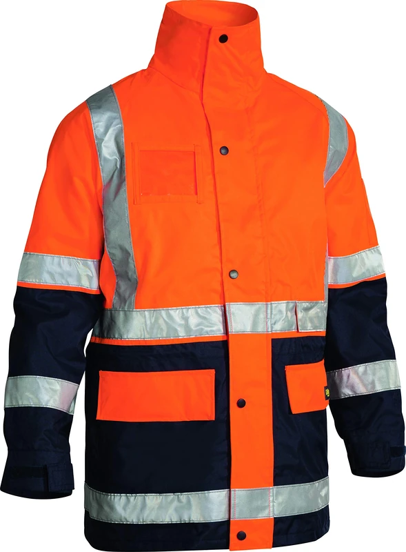 Bisley Workwear UKBK6975_BT05 Rain Jacket Two Tone Hi-Vis Long Sleeve 5-in-1 - Orange/Navy, XL