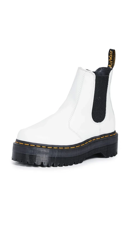 Dr. Martens Women's Chelsea Boot Combat, White Smooth, 6 UK