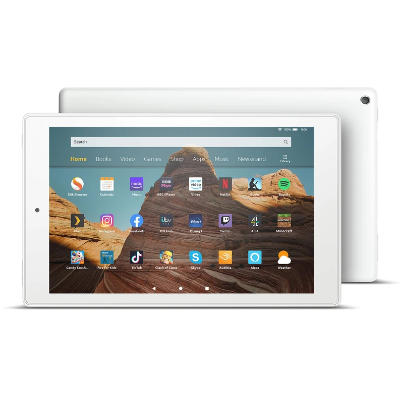 Amazon Fire HD 10 Tablet, Certified Refurbished, 32 GB, White — 10.1-inch 1080p Full HD display, with Ads (Previous Generation - 9th)