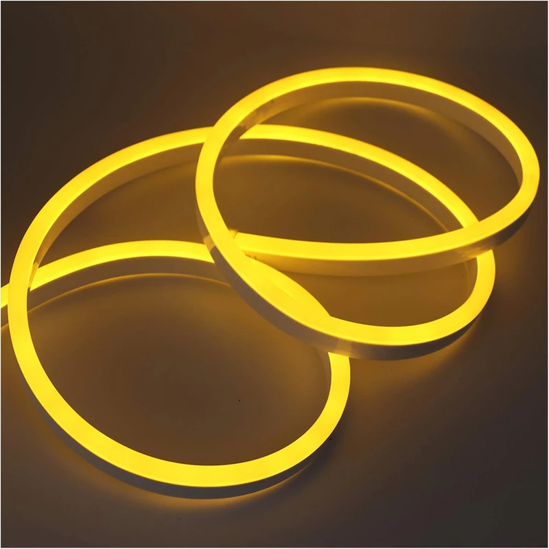GQL 15m Yellow Flexible NEON Light, 220V SMD 2835 120 LED Strip Light Kit (IP65 Waterproof) with UK Plug Power Supply for Home Garden Bar Decoration