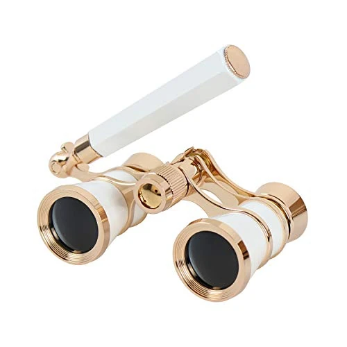 Aomekie Theatre Opera Glasses with Handle 3X25 Compact Folding Binoculars for Theater Horse Racing Classical (AO3039W)