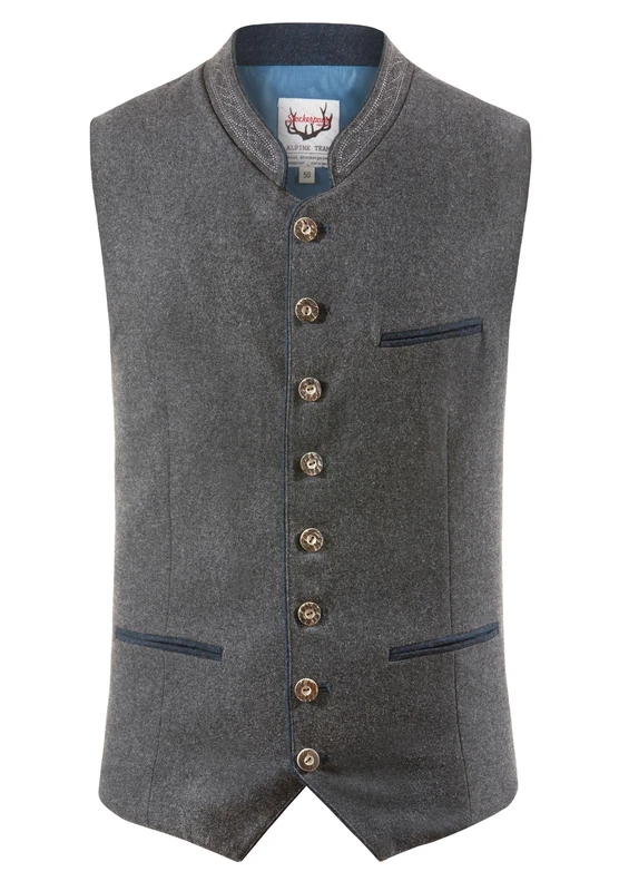 Stockerpoint Men's Weste Sirius Trachtenwesten, Grey (Grau-Dunkelblau Grau-Dunkelblau), Small (Size: 48)