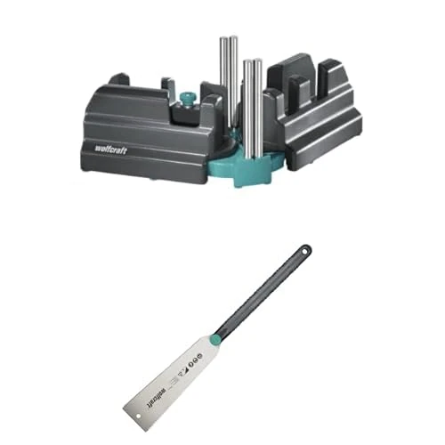 wolfcraft Bevel and mitre Box I 6948200 I 2-in-1 Product for Precise baseboards & Japanese Saw I 6951000 I for Easily Sawing baseboards, Branches, or Plastic Pipes