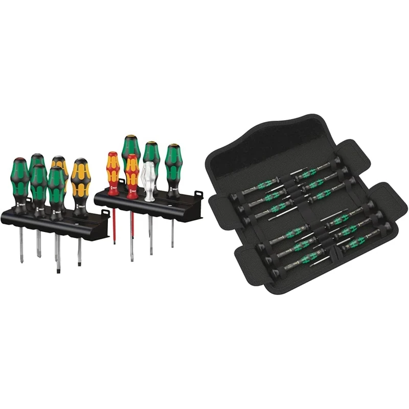Wera XXL Kraftform Plus All-Round Screwdriver Set, PH/PZ/SL, 12PC, 05051010001 & 73675 Kraftform Micro Precision Screwdriver Set, 12 Pieces