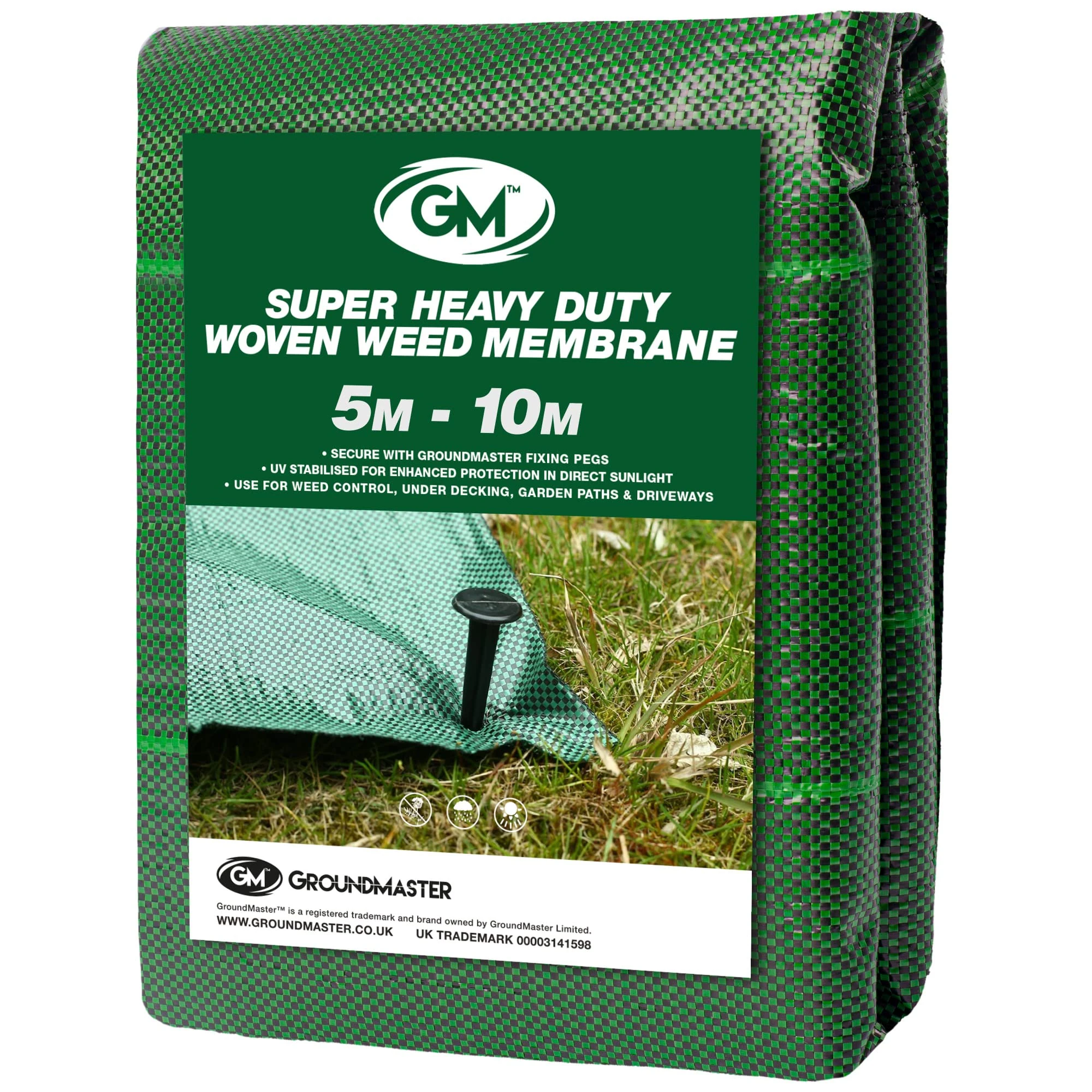GroundMaster Commercial Grade SUPER Heavy Duty Weed Membrane 125gsm - Garden Weed Control Fabric & Barrier - Weed Suppressant Membrane for Gravel, Driveways, Paths, Decking & Landscaping (5m x 10m)
