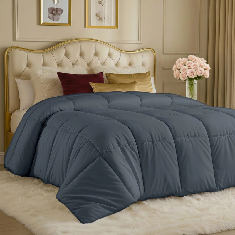 Utopia Bedding, 4.5 Tog All Year Round Coverless Duvet, Microfiber Soft Breathable Duvet, Box Stitch Quilt Ideal for Cold Weather, Machine Washable (Grey, King (Pack of 1))
