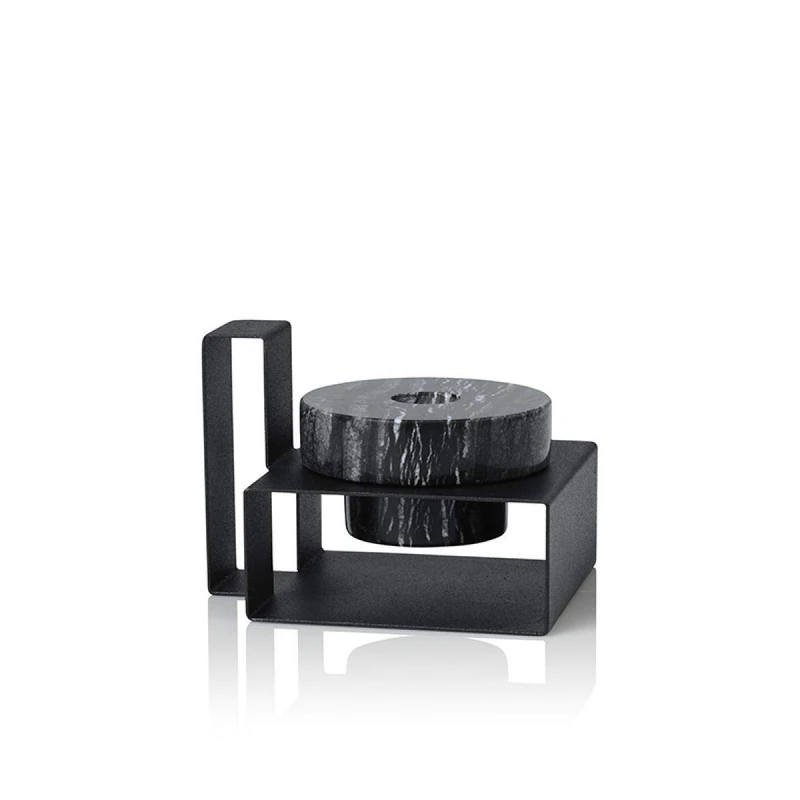 Lucie Kaas MR01BB Marco Collection Candle Holder Black Marble Height 8cm