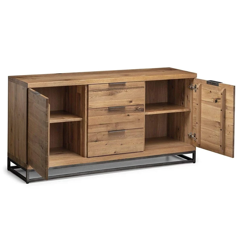 Julian Bowen Brooklyn Sideboard, Oak/Gunmetal