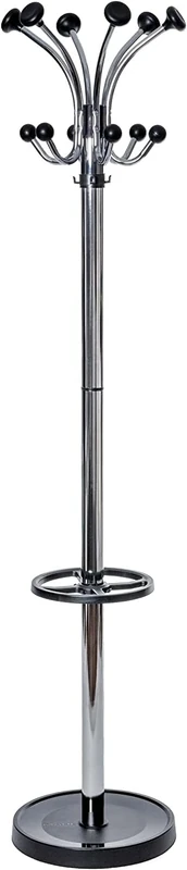MAUL Maulnebula Coat Stand with 20 Hooks and Umbrella Holder Silver/Black