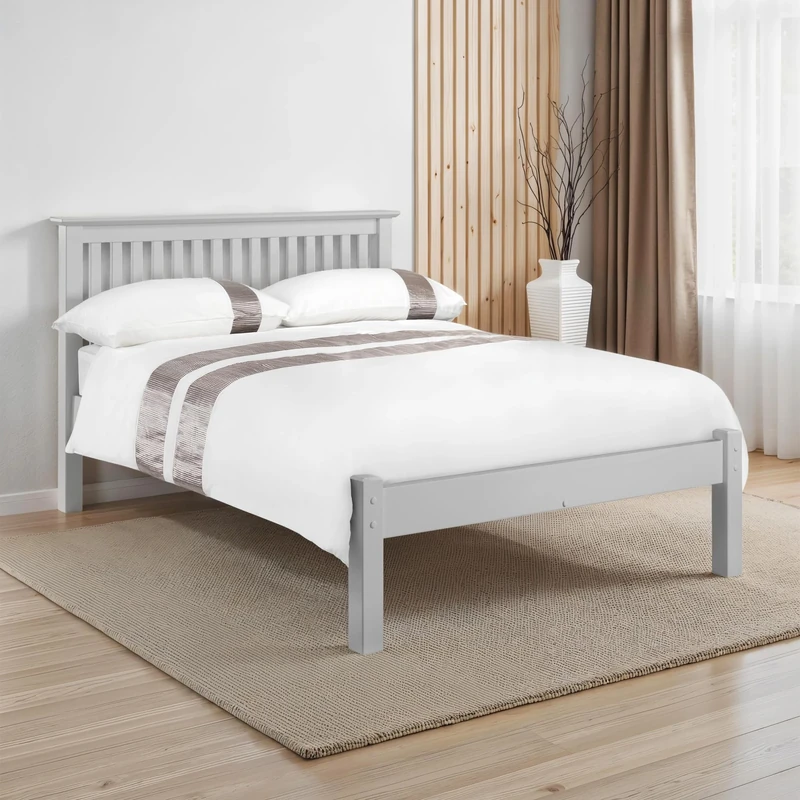Julian Bowen Dove Grey Wood Barcelona Bed, Double