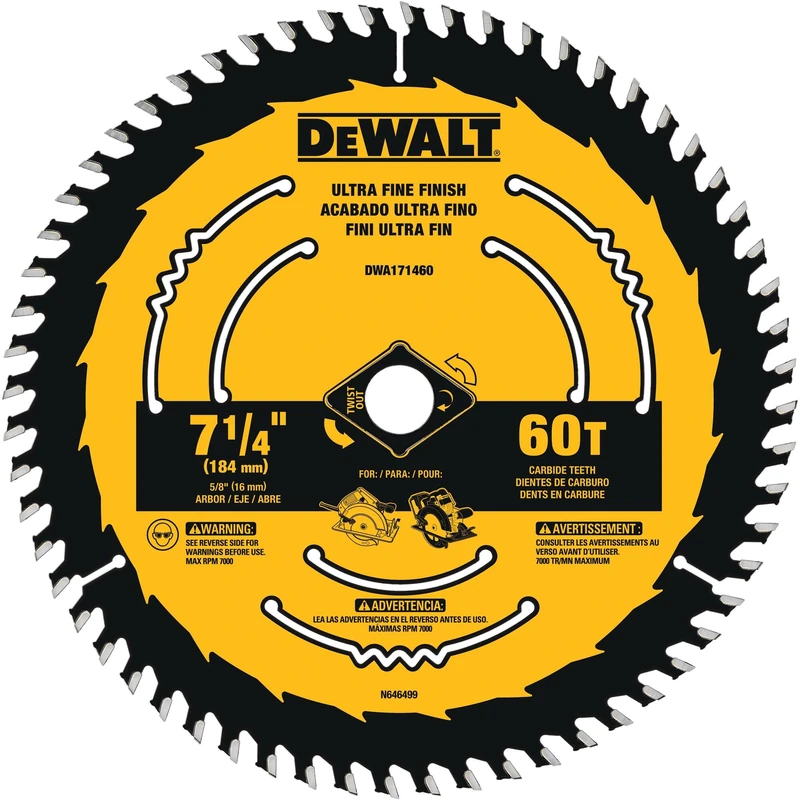 DEWALT Circular Saw Blade, 7 1/4 Inch, 60 Tooth, Wood Cutting (DWA171460)