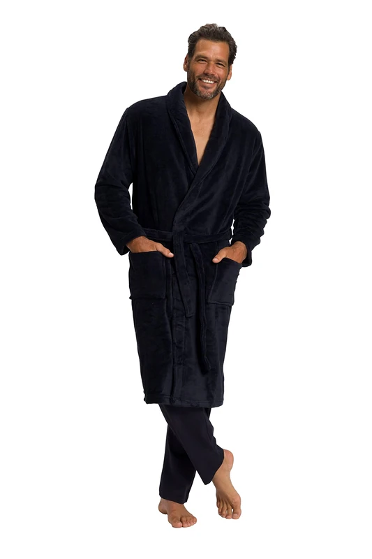 JP 1880 Men's Big & Tall Absorbent Microfiber Bathrobe Dark Navy XXXXX-Large 701445 76-5XL