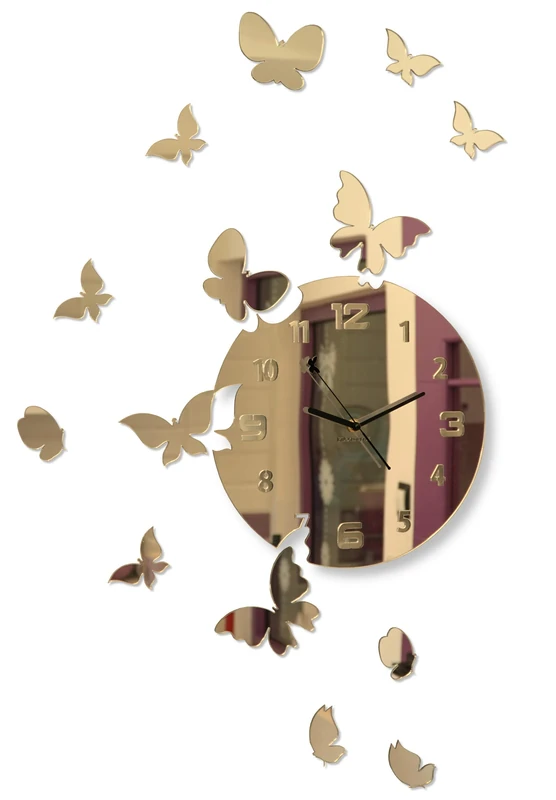 FLEXISTYLE Wall Clock, Acrylic, Gold Mirror, 30 cm