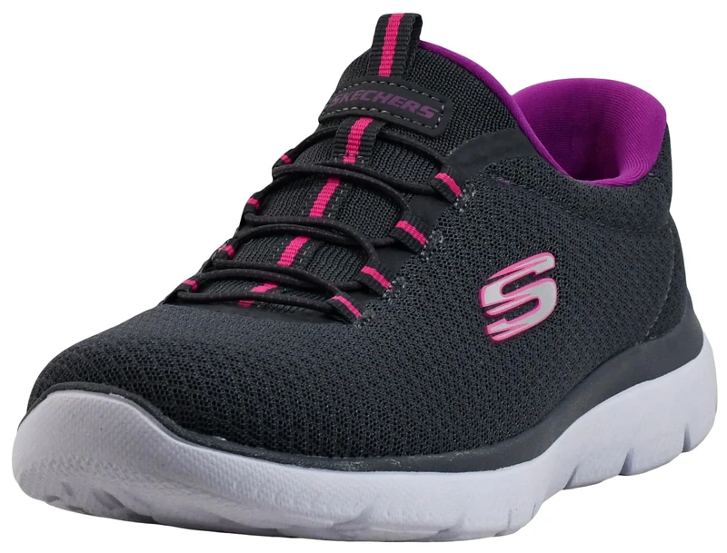 Skechers Womens Summits Top Player Sneaker, Grey Charcoal Black Purple, 6 UK