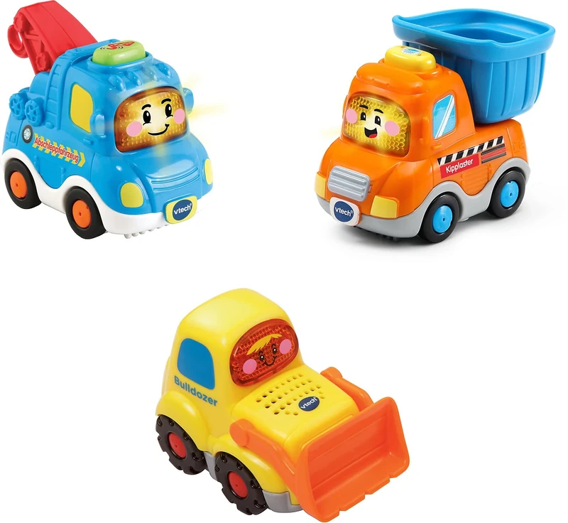Vtech 80-242174 TUT Baby Speedster Set of 3 Construction Vehicles (Tow Vehicle, Dump Truck, Bulldozer)