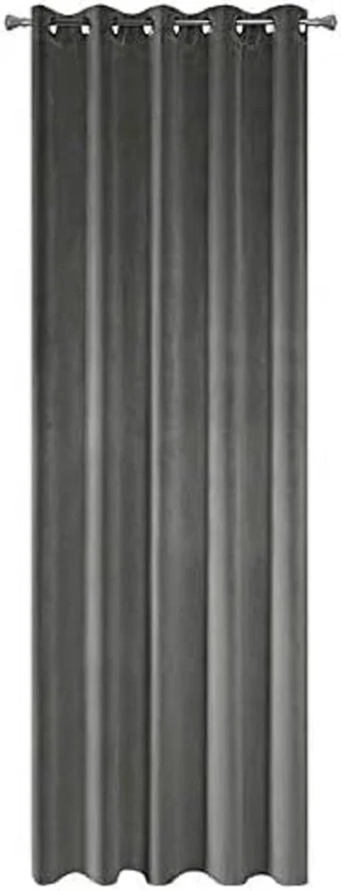 Eurofirany VILLA Soft Plain Opaque Velvet Curtain with Eyelets - 1 Unit, Fluffy Panel Drape Classic Glamour Elegant Living Room, Bedroom, 290 g/m2, W55 x L98, Graphite Grey