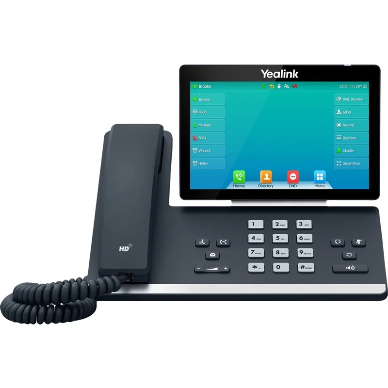Yealink SIP-T57W Premium Level IP Power over Ethernet Corded Business Phone with Optima HD Voice Technology and 7 Inch Adjustable Touch Screen LCD Display (800 x 480 Pixel) - Black