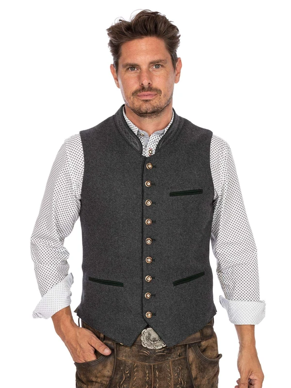 Stockerpoint Men's Weste Sirius Trachtenwesten Not Applicable, Grey (Grau-Tanne Grau-Tanne), Medium (Manufacturer size: 50)
