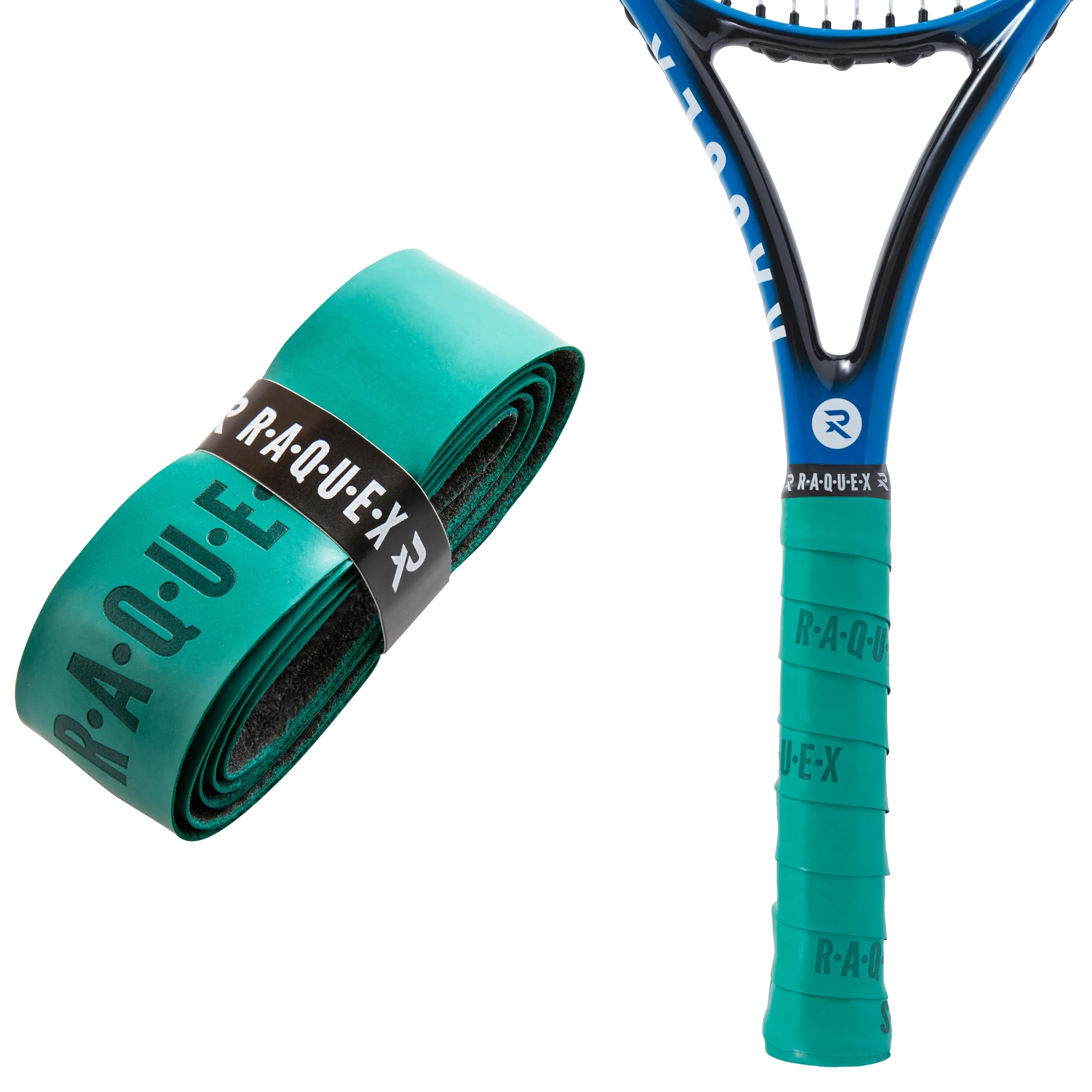 Raquex Enhance Replacement Racket Grip: Tennis Grip, Badminton, Squash Grip Tape, Padel, Pickleball. 14 Colours. Premium, Self-Adhesive Tennis Racquet Grip with Finishing Tape (Dark Green, 1 Grip)