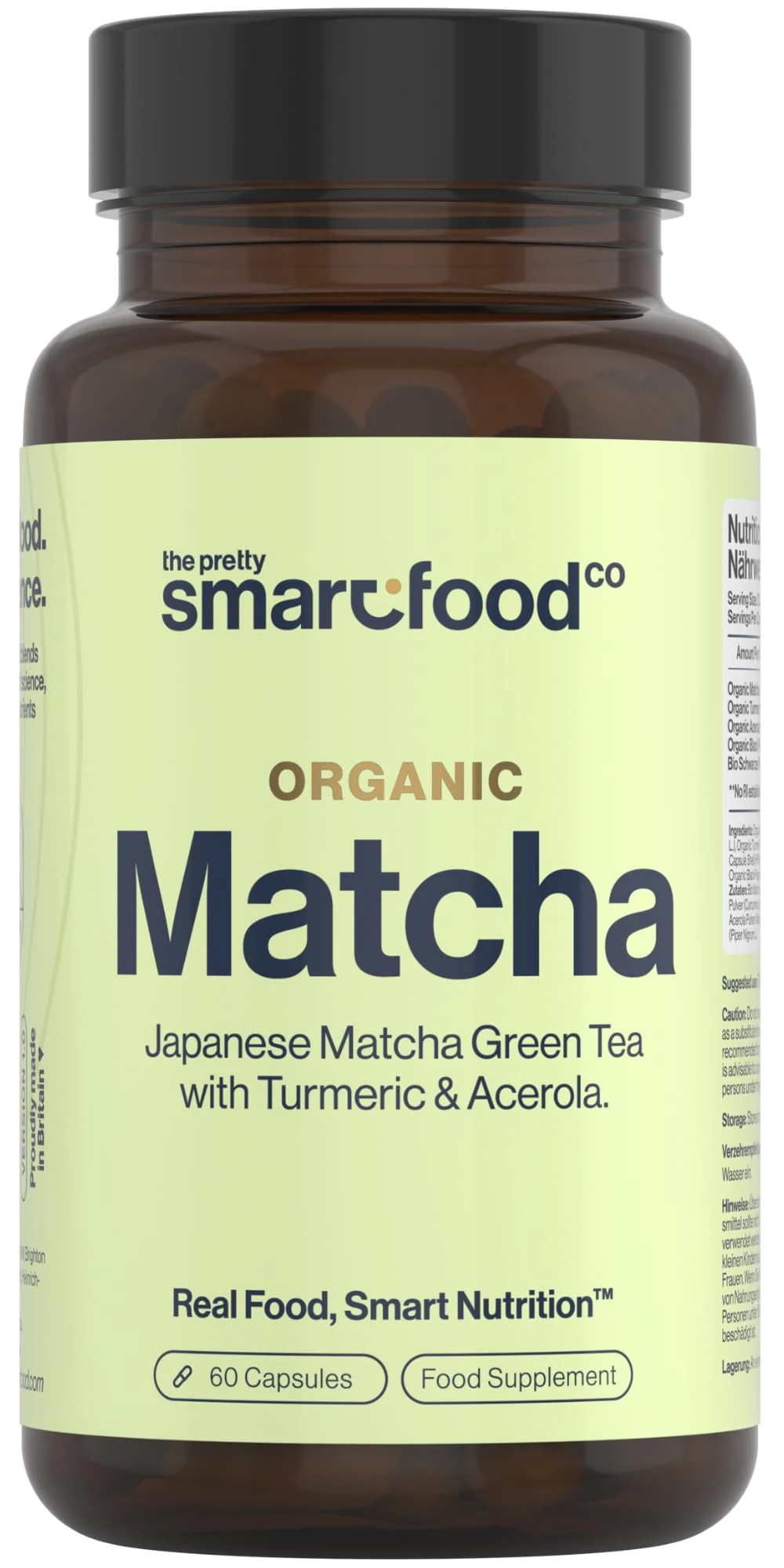Green Tea Extract Capsules - Organic Matcha Green Tea Tablets - Boosted with Turmeric, Acerola Cherry & Black Pepper - 1360MG Complex - Green Tea Supplement - 60 Capsules - UK Made