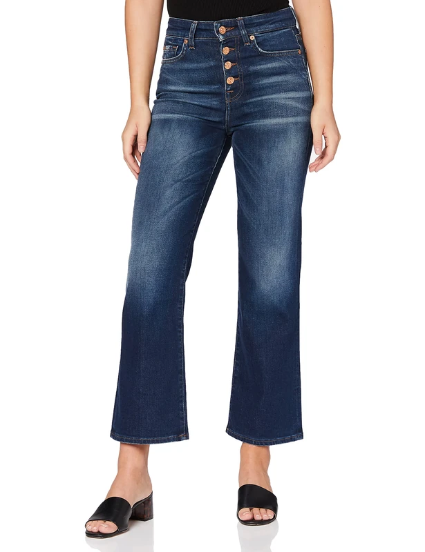 7 For All Mankind Women's Hw Vintage Cropped Boot Bootcut Jeans, Blue Dark Blue PL, 32W / 28L