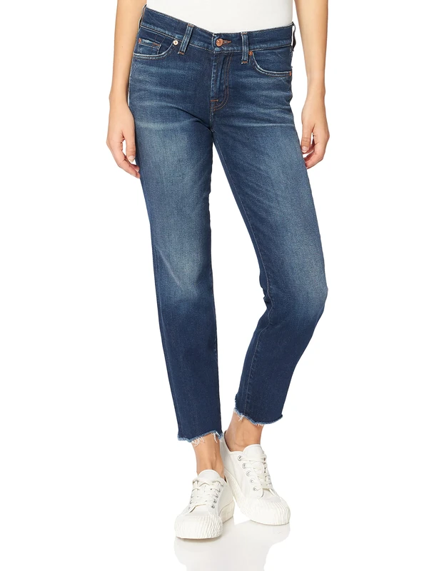 7 For All Mankind Women's Mid Rise Roxanne Crop Slim Jeans, Blue (Dark Blue 0pl), 40 /L32 (Size: 26)