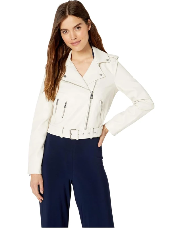 Levi's Women's The Belted Faux Leather Moto Jacket (Regular & Plus Size), White Oyster, S