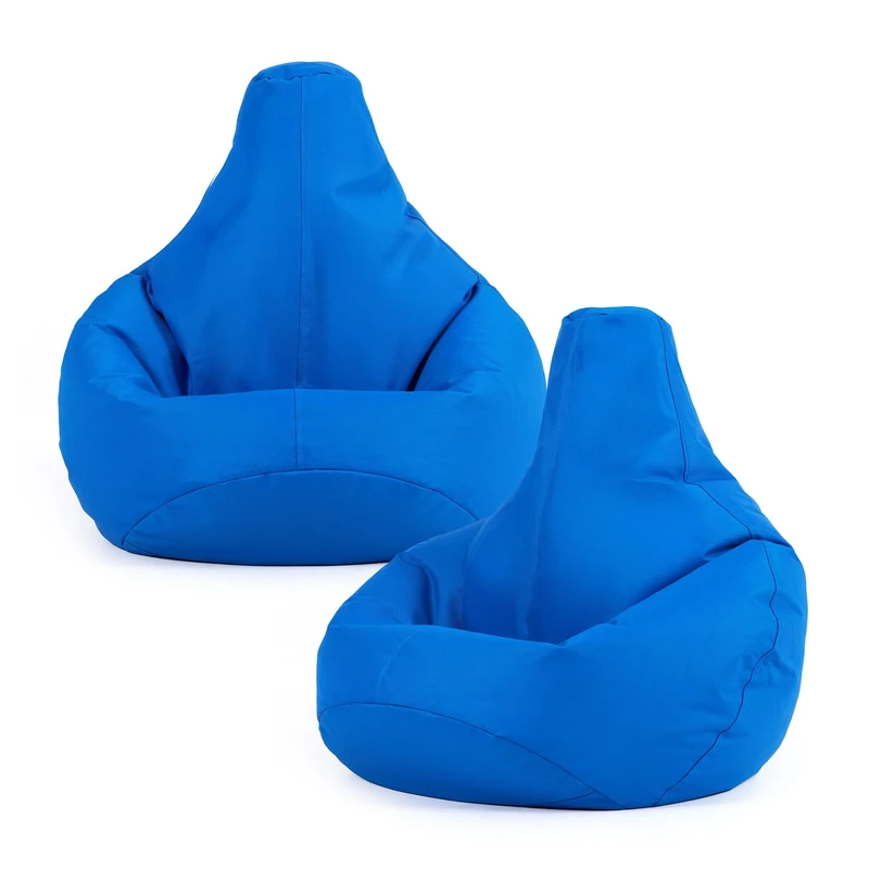 Bean Bag Bazaar Dalton Kids Bean Bag, Blue, 2 Pack, Water Resistant, Gaming Chair for Kids, Beanbag for Indoor and Outdoor Use with Filling Included, Childs Chair ideal for Bedroom, Playroom, Garden