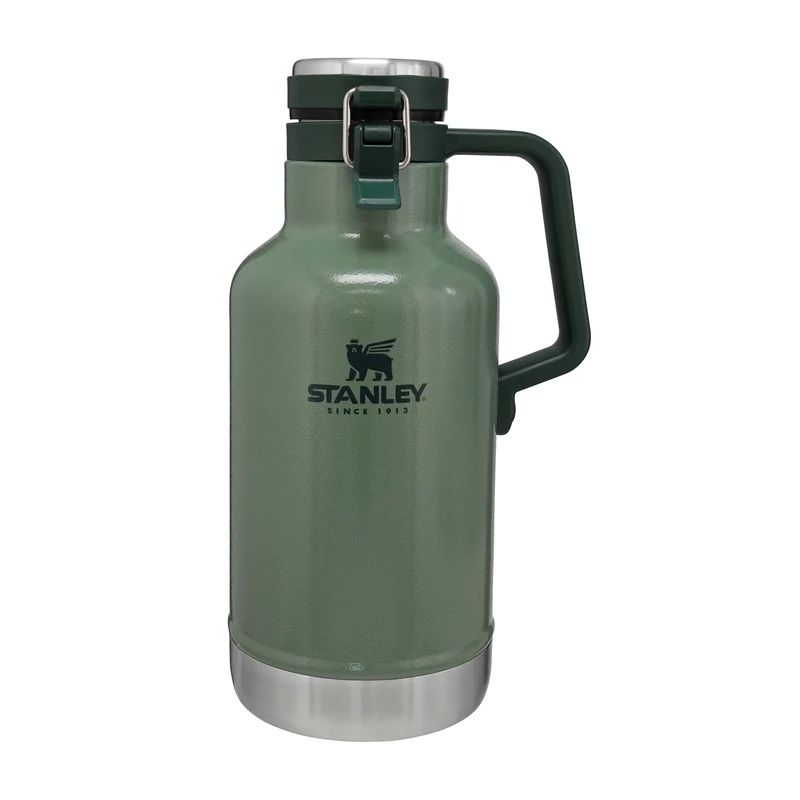 Stanley 1913 Classic Easy-Pour Growler 1.9L - Keeps Beer Cold & Carbonated for 24 Hours - Insulated Thermal Flask - Stainless Steel - Leakproof - Easy to Carry - Dishwasher Safe - Hammertone Green