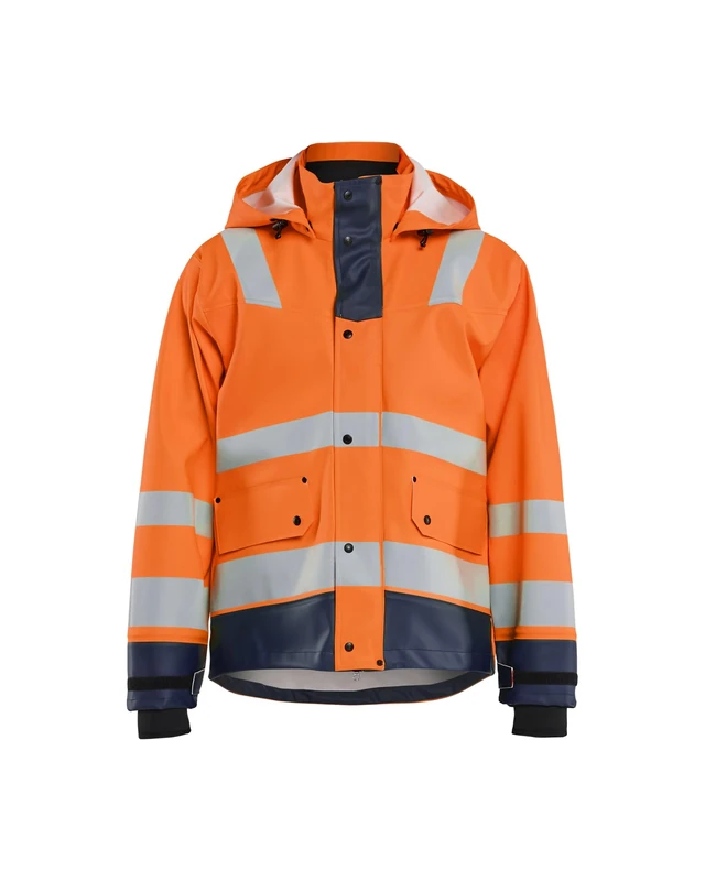 Blaklader 432720055389XXL Level 3 Rain Jacket, High Vis Orange/Navy, XXL