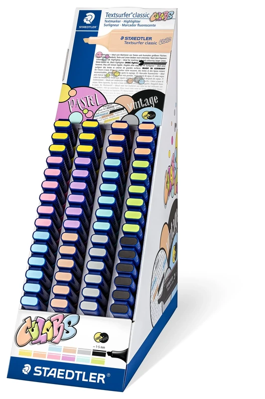 STAEDTLER Highlighter Textsurfer Classic, Pastel and Vintage Colours, Premium Quality, Made in Germany, with Large Ink Reservoir for Extra Long Marking Performance, Pack of 60 in 10 Colours, 364 CCA60