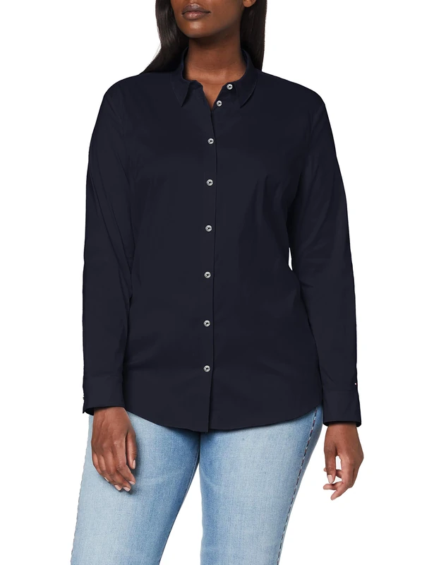 Tommy Hilfiger Women's Heritage Slim Fit Shirt 1m87647510 Shirt, Blue (Midnight), 14 - Image 1