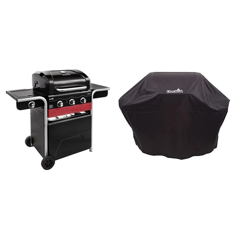 Char-Broil 3 Burner Hybrid Gas and Coal Barbecue Grill and Cover, Black