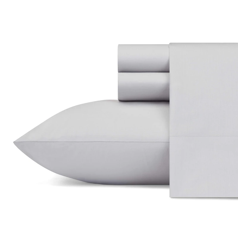Nautica Cotton Percale Bedding Set, Crisp & Cool, Solid Home Decor, Sailing Grey, Full