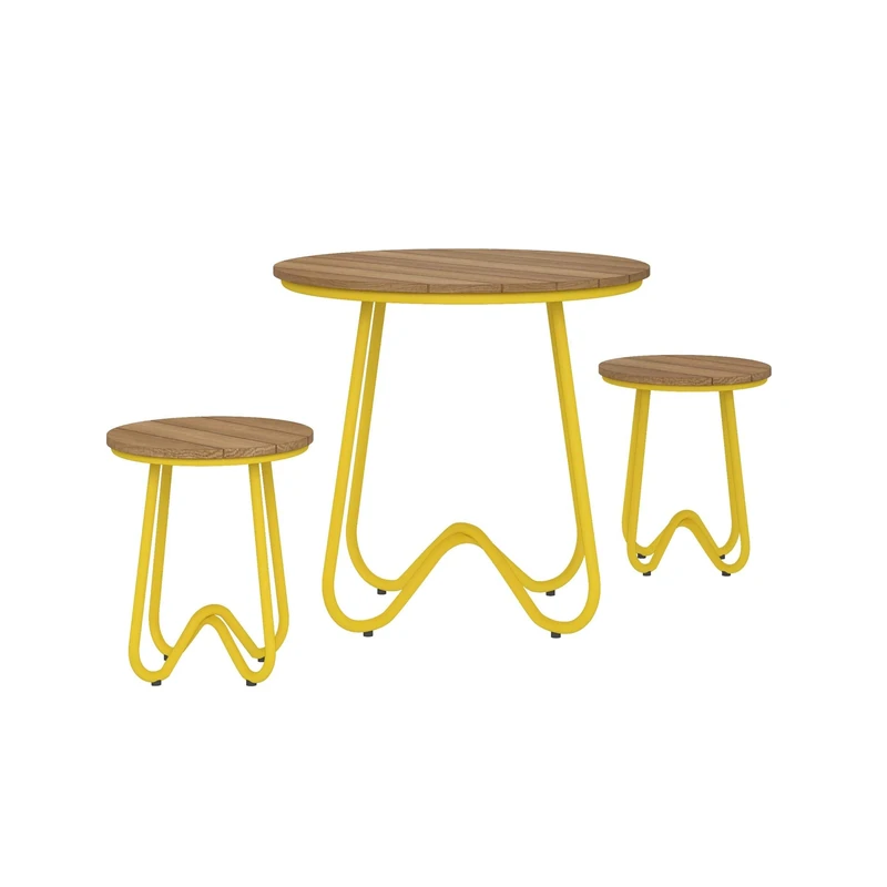 Novogratz Bobbi 3 Piece Outdoor Bistro Set, Yellow