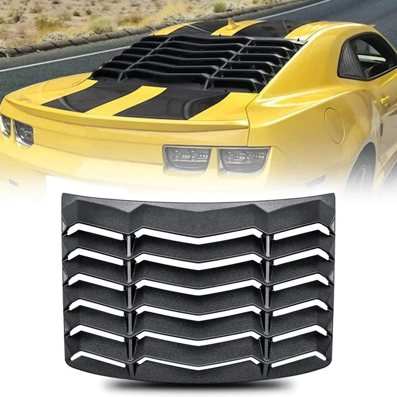 CUMART Rear Window Louvers Windshield Sun Shade Cover Lambo Style Matte Black Compatible with Chevy Camaro 2010 2011 2012 2013 2014 2015
