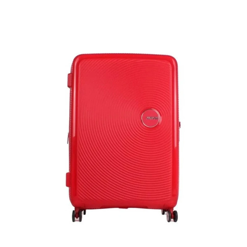 American Tourister Soundbox - Hard Shell Suitcase 67 cm Medium - Trolley Case with 4 wheels, TSA lock, Expandable & Light - 71.5/81 L - Coral Red