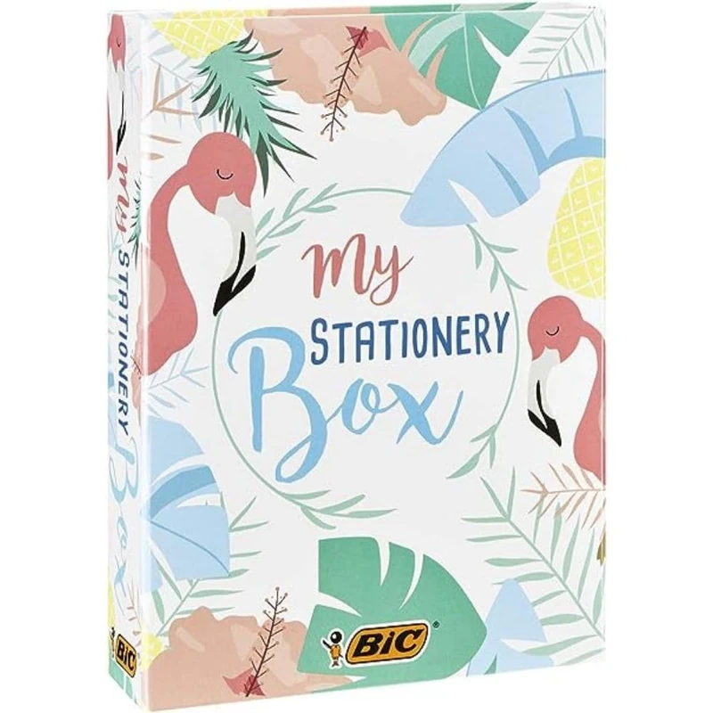 BIC My Stationery Box, 28 Pack - Tropical Flamingo Design - Image 1