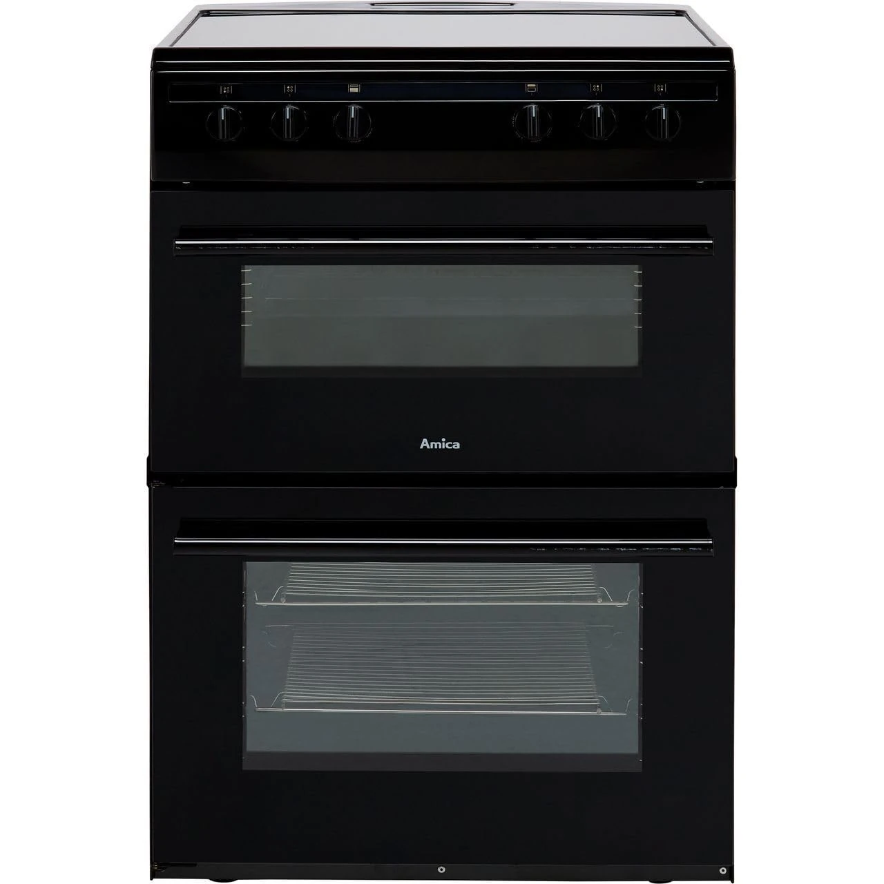 Amica 60cm Double Oven Electric Cooker with Ceramic Hob - Black