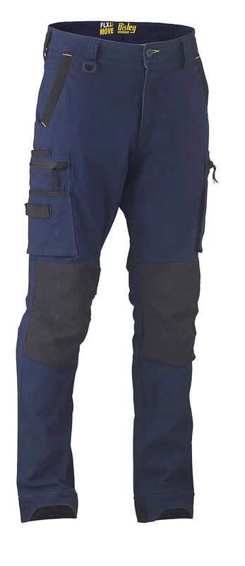 Bisley Workwear UKBPC6333_BPCT Flex & Move Cargo Trousers Stretch Utility Zip with Knee Pockets - Navy, 46S