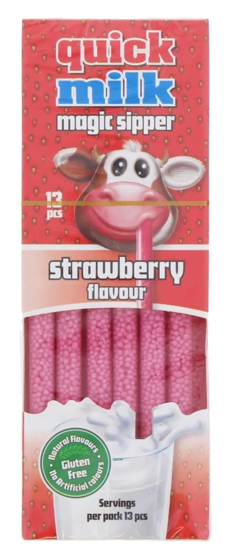QUICK MILK Magical Sipper 13 Straws - (Strawberry Flavour) - Image 1