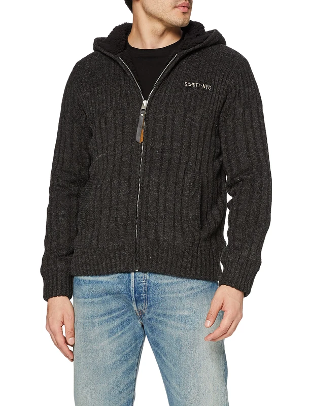 Schott NYC Men's Plbeal1 Jumper, Grey (H.Anthracite H.Anthracite), X-Large