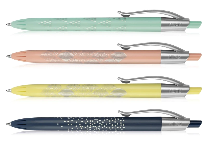 MILAN P1 Silver Display Pen 14 Units Retractable 1 mm Case of 4 Assorted Colours - Image 1