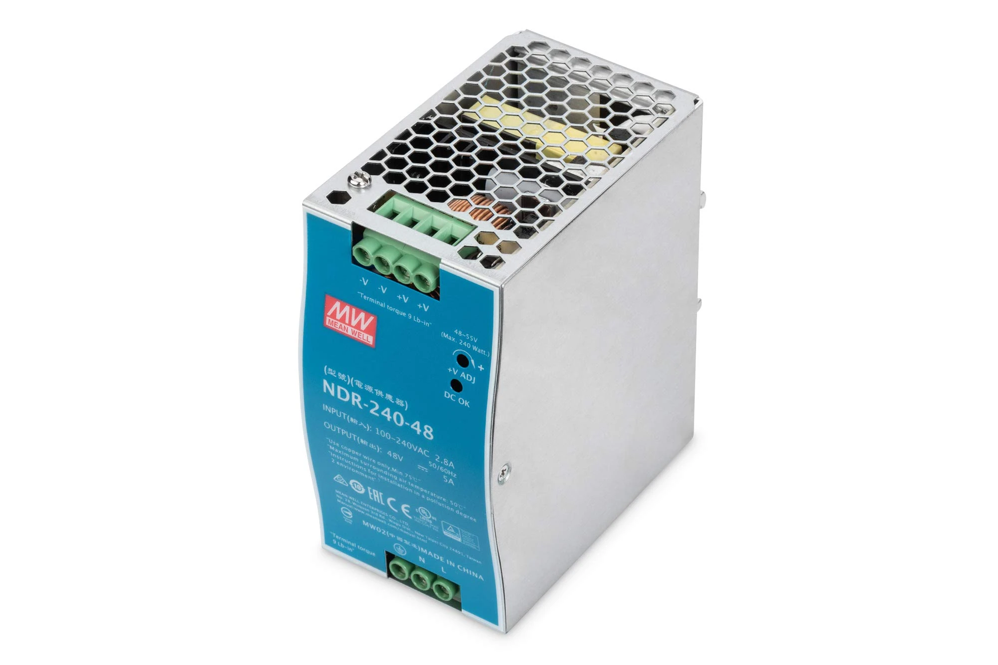 DIGITUS Industrial Power Supply 48V DC, 240W AC-DC, metal case, DIN rail mountable