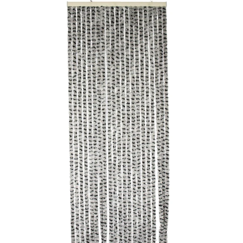 WerkaPro 10776 Chenille Door Curtain 90 x 220 cm Light Grey and Anthracite Adjustable Curtain Anti-UV Treated - Image 1