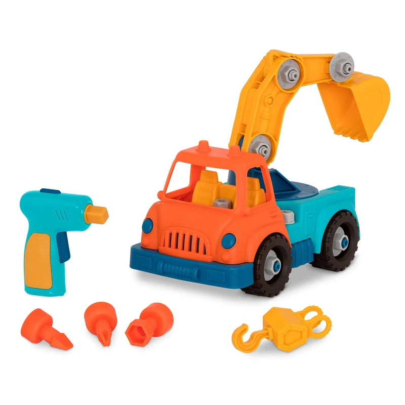 Battat – Wonder Wheels – Take – Apart Crane Truck with Drill For Kids – STEM Toy – Developmental Toy – 3+ Years