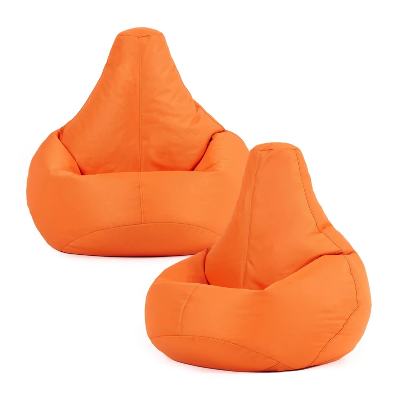 Bean Bag Bazaar Dalton Kids Bean Bag, Orange, 2 Pack, Water Resistant, Gaming Chair for Kids, Beanbag for Indoor and Outdoor Use with Filling Included, Childs Chair ideal for Bedroom, Playroom, Garden