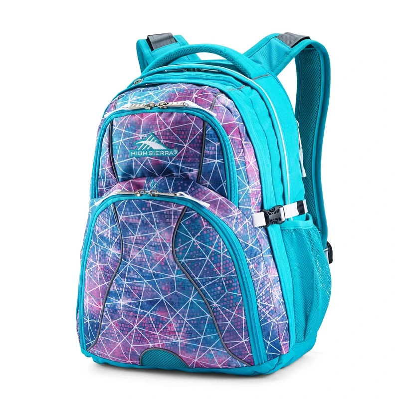 High Sierra Swerve Laptop Backpack, Sequin facets/Bluebird/White, 19 x 13 x 7.75-Inch, Swerve Laptop Backpack