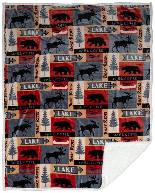 CARSTENS, INC. Ultra Premium Super Soft Plush Sherpa Fleece Oversized Throw Blanket 54" x 68", Lake House